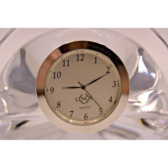 NEW LENOX Ovations Applause Crystal Desk Clock 3x3" With Box New Battery - Picture 2 of 9